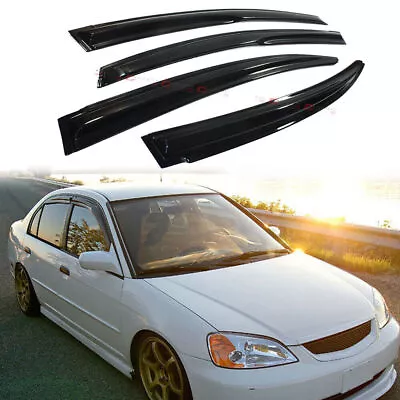 For 2001-05 Honda Civic Sedan 3D Wavy Window Visor Rain Guards Wind Deflectors • $26.69