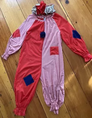 Vintage Handmade Adult Clown Suit Costume With Neck Ruffle 1970s Gingham Funny • $85