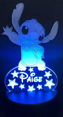 £18.99 • Buy Personalised Gift Disney Stitch Night Light Plaque Engraved With L.E.D Base