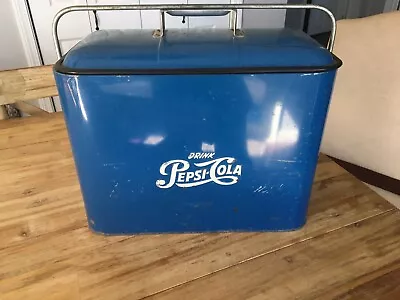 Vintage Pepsi Cola Blue Metal Ice Chest Cooler 1950’s • $325