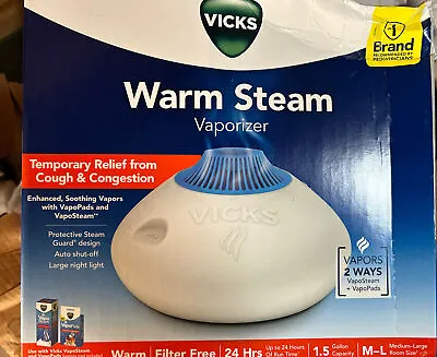 Vicks Warm Steam Vaporizer Humidifier With Night Light - 1.5 Gallon Capacity NEW • $21.50