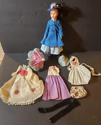 Vintage 1964 Mary Poppins Horsman Doll 12  W/carpet Bag Parosol More Clothes!! • $89