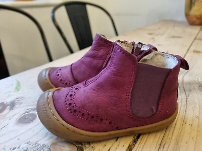 Natirino Leather Plum Purple Infant Girls Shoe Brogue 4 21 Chelsea Boot Zip Baby • £7.99