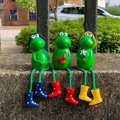 Set Of 3 Outdoor Garden Ornaments Frog Sitting Toad Plant Pot Perchers • £10.95