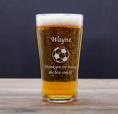 £9.99 • Buy Personalised Football Pint Beer Glass For Him Birthday Gift 18th 21st 30th 40th