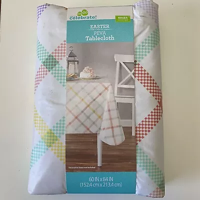 New Spring Checked Plaid PEVA Easter Tablecloth 60x84” Rectangle Tablecloth • $14.90