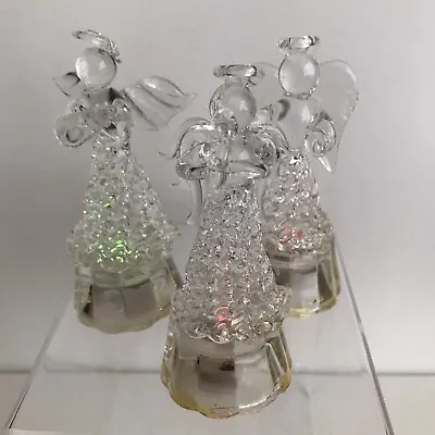 Christmas Decorations 3 Christmas Angels Glass Light Up Colour Changing Kleeneze • £14.99