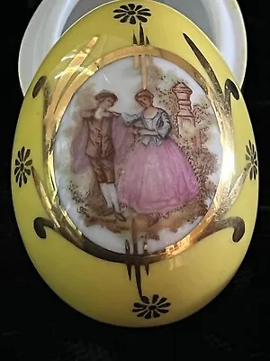 Vintage LIMOGES France Porcelain Hand Painted Gold SIGNED Egg Trinket Box • $26