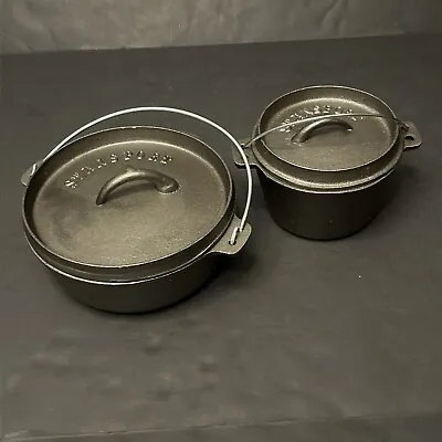 Lot Of 2 5  And 8  2QT Cast Iron Covered Dutch Oven Pot Kitchen Cookware • $65