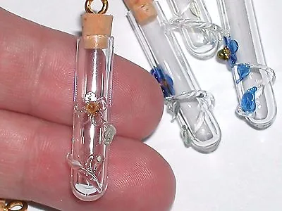 1 Small Daisy Flower Glass Urn Little Vial Charm Pendant Fairy Cork Tiny Bottle  • $8.05