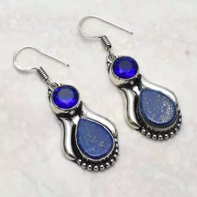 Lapis Lazuli Tanzanite Handmade Drop Dangle Earrings Jewelry Gift 2.08  AE-14034 • $2.99