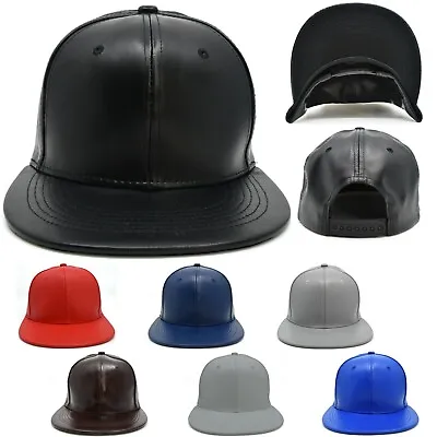 Faux Leather Pu Hat Snapback Cap New Hip Hop Baseball Mens Adjustable Flat Caps  • $17.99