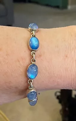 Blue Moonstone Bracelet 925 Silver Exquisite 8” Vintage Gorgeous Lightly Used! • $42.98