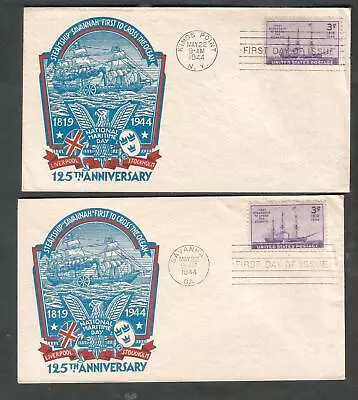 Scott 923 Two FDC Covers Steamship Savannah Kings Point NY & Savannah GA Cancels • $7