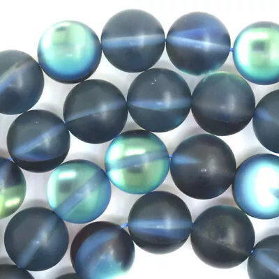 Matte Blue Gray Mystic Aura Quartz Round Beads 15  Strand 6mm 8mm 10mm 12mm • $8.99