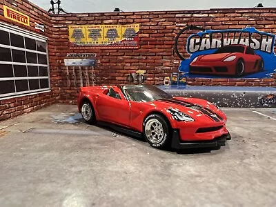 Hot Wheels Corvette C7 Z06 Convertible Red #34 - 2023 HW Roadsters Wheel Swapped • $18