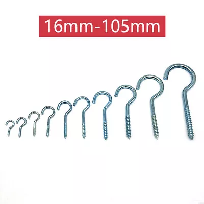 Screw In Hooks 16-105mm Steel Wall Hanger Hanging Kitchen Cup Hooks Holder Tool • $4.68