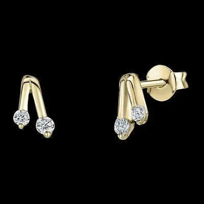 14K Gold 0.08 Ct. Lab-Created Diamond Minimalist Studs Earrings Fine Jewelry • $199