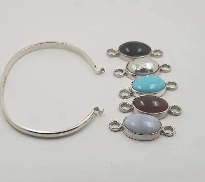 QVC Artisan Crafted Sterling Silver Interchangeable Oval Design Cuff Bracelet • £67.51