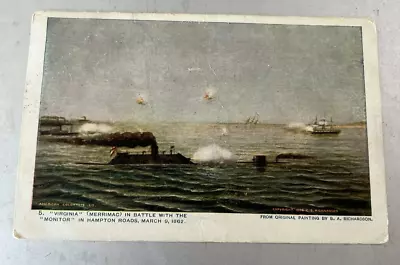 Vintage Post Card  Virginia (merrimac) In Battle With The  Monitor  • $11.96