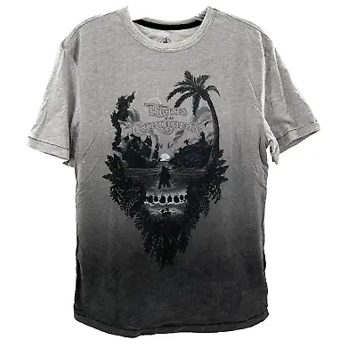 DISNEY PIRATES OF THE CARIBBEAN Sz Small Gray Short-Sleeve Ombre Graphic T-Shirt • $15.33