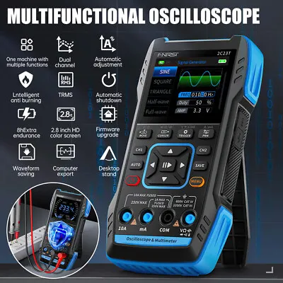 3 In1 FNIRSI 2C23T Handheld Digital Oscilloscope Multimeter Signal Generator UK • £77.99