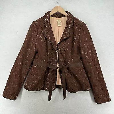 ELEVENSES Blazer Jacket Womens 4 Belted Lace Hook & Eye Brown Hong Kong • £11.87