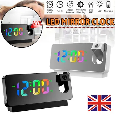 £13.99 • Buy LED Electric Digital Alarm Clock Mains Battery Mirror Temperature Display New UK