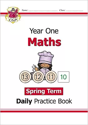 KS1 Year 1 Maths Daily Practice Book Spring Term With Answer Ages 5-6 Cgp • £6.99