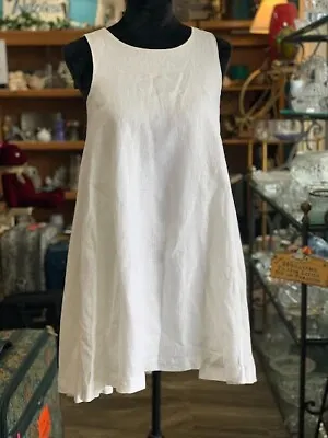$40 • Buy Island Company Trinity 100% Linen White Sleeveless Dress XS NWT