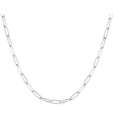 $17.99 • Buy 925 Solid Sterling Silver Paperclip Rolo Chain Necklace For Women 2.5mm 