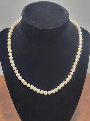 Authentic Gorgeous Vintage Mikimoto 6mm Pearl Necklace Silver Clasp 18  With Box • $1299