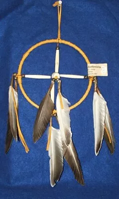 Authentic Native American Made Medicine Wheel 6  Hoop  New Gold Leather • $27.95