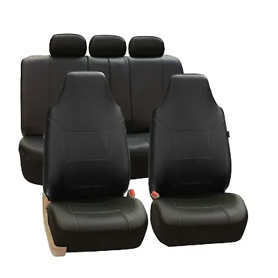 Royal PU Leather Black 2Row Set Car Seat Covers For High Back Bucket Seats • $59.99
