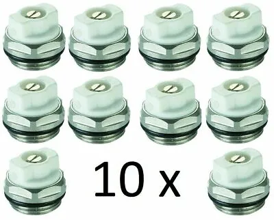 10  Pcs White 1/2  Inch Manual Radiator Air Vent Bleed Plug Valve • £12.99