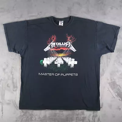 Vintage 2000s Metallica Master Of Puppets T Shirt Size 2XL XXL Faded Black Mens • $28.88