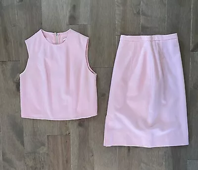 Vintage Mod 1960s 2 Piece Blouse & Skirt Size Small Pink • $19