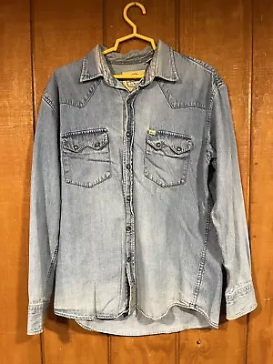 Larry Mahan Cowboy Collection Distressed Denim Shirt Men’s • $40