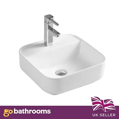 White Counter Top Sink Bathroom Basin Ceramic Deep Hand Wash Sink 40cm • £66.95