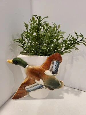 £24.16 • Buy Vintage Ceramic Flying Duck Wall Pocket Planter Mallard Napco Greenery Japan 4 