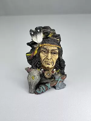 Small Native American Indian Chief Figure Collectable Statue 6cm Tall Decor • £11.99