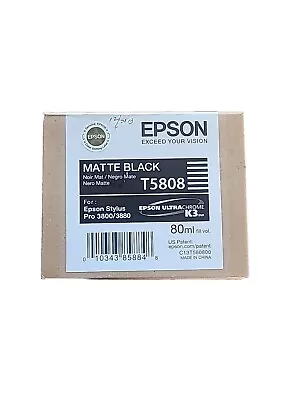 Epson Matte Black Ink Stylus Pro 3800 3880 New T5808 Genuine Exp 4/2015 • $24.99