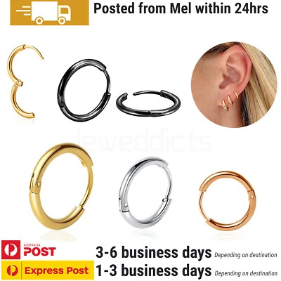 $5.99 • Buy Huggie Cartilage Hoop Earring Ear Helix Tragus Surgical Steel Piercing Jewellery