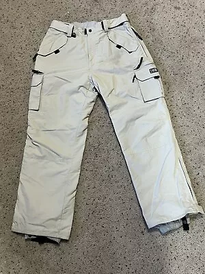 E408 Turbine Men's White Multi Pocket Ski Snowboard Pants Size Medium M • $19.99