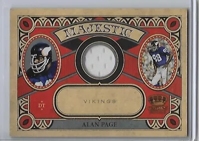 2010 Crown Royale ALAN PAGE Game Worn Jersey 69/299 Minnesota Vikings Majestic • $19.99