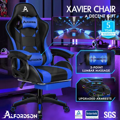 $169.95 • Buy ALFORDSON Gaming Office Chair Racing Massage Leather Computer Seat Footrest