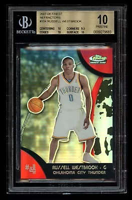 2007-08 Topps Finest Russell Westbrook Refractor Rookie BGS 10 Pristine RC #104 • $56