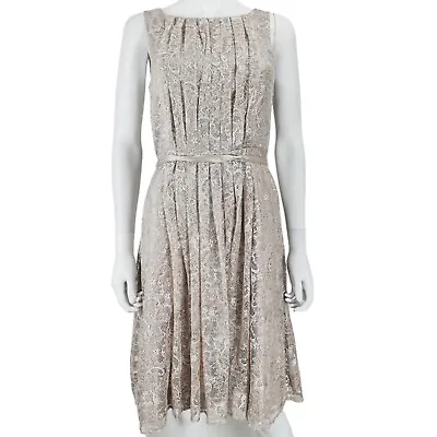 £8 • Buy Monsoon Beige Floral Lace Sleeveless Dress UK 10 Zip