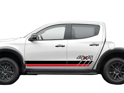 2 PCS Graphic Side Door Stripe Car Sticker For Mitsubishi L200 Pickup 4X4 Decal • $45