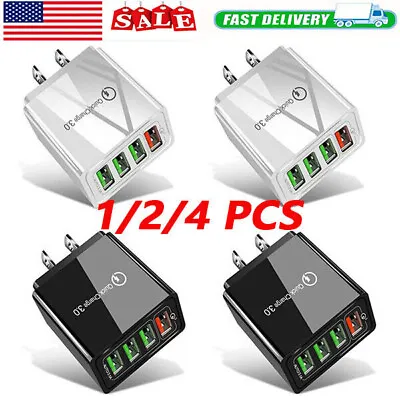 US 4 Port Fast Quick Charge QC 3.0 USB Hub Wall Home Charger Power Adapter Plug • $10.99